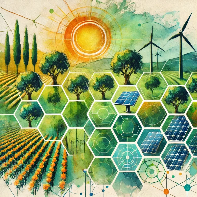 Parcelle agroforestière combinant cultures et arbres, symbole des projets d'insetting pour réduire les émissions de carbone, renforcer la biodiversité et améliorer la résilience des écosystèmes.