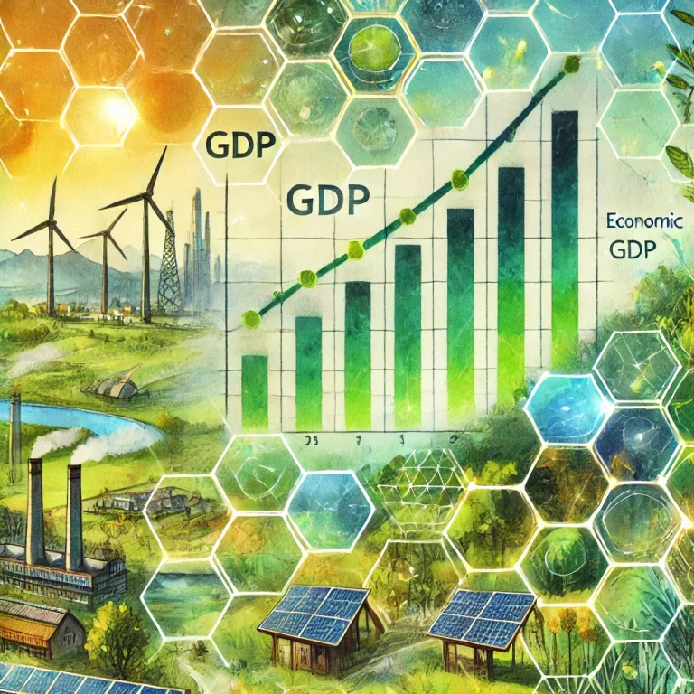 Graphique montrant la corrélation entre la croissance du PIB mondial et l'augmentation des impacts environnementaux, soulignant l'absence de découplage absolu.