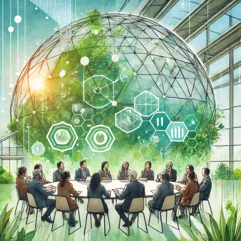 Réunion entre responsables RH, syndicats et managers discutant des solutions pour intégrer la transition écologique dans une entreprise.