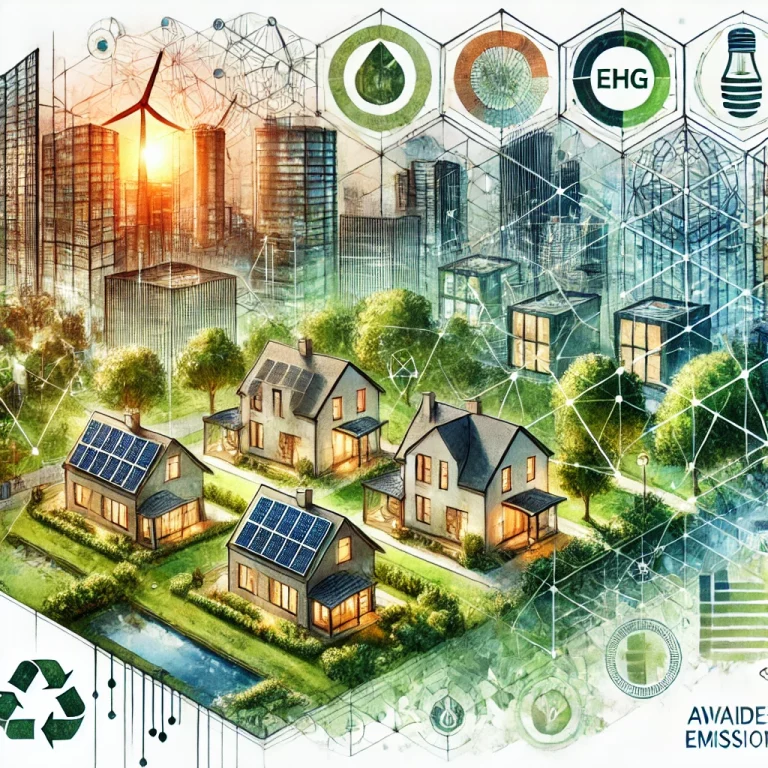 Projet de rénovation énergétique pour réduire les émissions de GES, illustrant les émissions évitées grâce à des solutions bas-carbone.