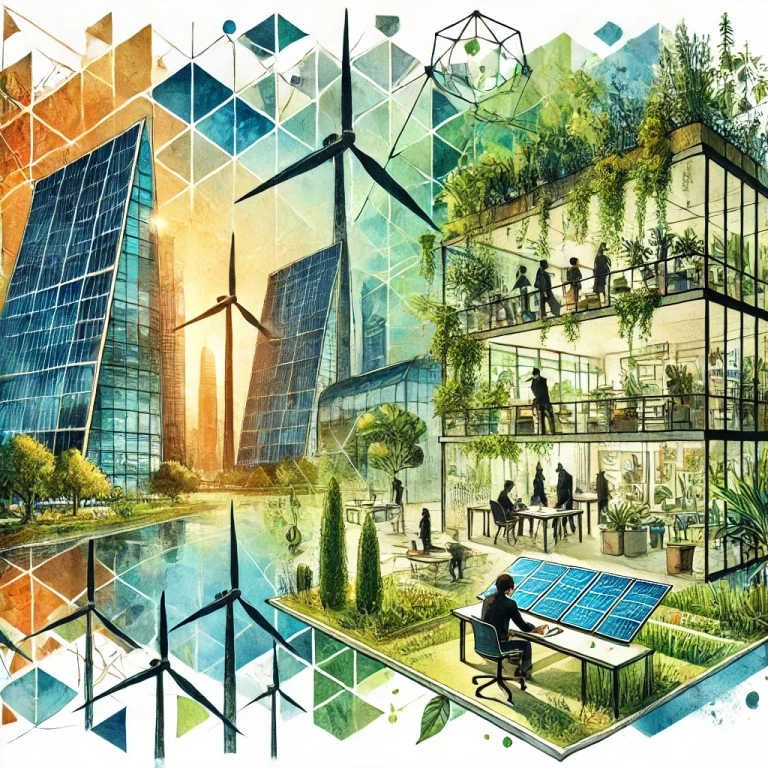 Infographie illustrant les stratégies d’adaptation au changement climatique des entreprises : évaluation des risques, infrastructures résilientes, gestion des ressources et chaîne d’approvisionnement durable.