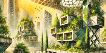 Maison construite avec des matériaux biosourcés, notamment du bois et du béton de chanvre, favorisant l’isolation thermique et la réduction des émissions de CO₂.