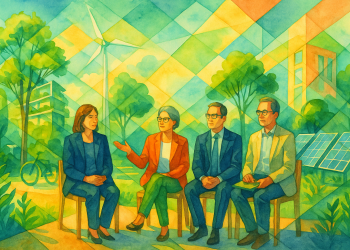 Conférence sur la transition écologique territoriale en Occitanie avec des élus et experts discutant du Pacte Vert, de l’urbanisme durable et des solutions locales.