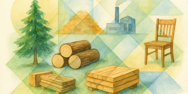 Schéma illustrant la traçabilité des produits bois grâce au Passeport Numérique de Produit dans le cadre de la transition écologique européenne.