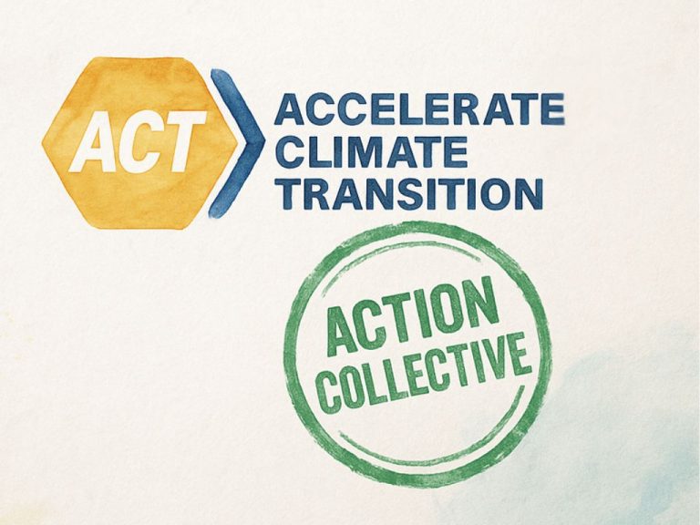 Illustration d’un collectif d’entreprises travaillant sur leur stratégie climat dans le cadre d’une action collective ACT Pas à Pas.