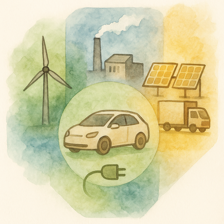 Illustration des solutions de décarbonation des entreprises : technologies bas-carbone pour les scopes 1, 2 et 3, avec exemples de secteurs industriels