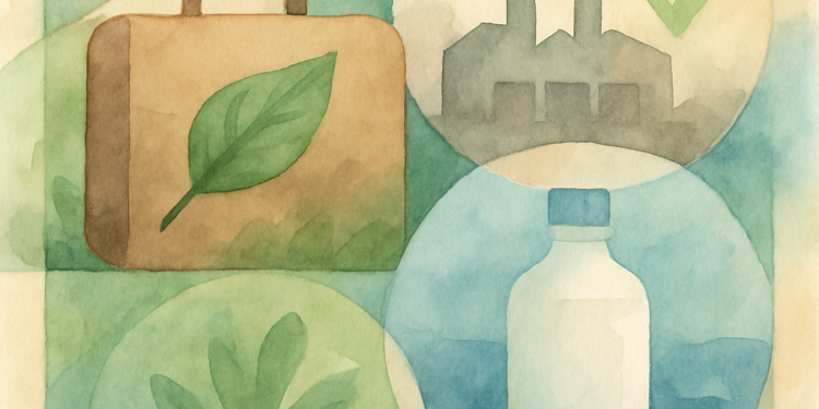 Illustration du greenwashing avec opposition entre message marketing « vert » et réalité environnementale, mettant en valeur les bonnes pratiques pour une communication responsable selon les recommandations ADEME 2025.