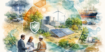Illustration représentant l’adaptation des entreprises au changement climatique, entre risques climatiques, résilience organisationnelle et stratégie de long terme.