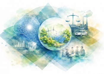 Illustration de la relation entre intelligence artificielle et ESG, montrant les enjeux de gouvernance, d’impact environnemental et de performance durable dans les entreprises