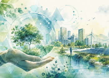 Illustration de l’IA de Transition reliant intelligence artificielle, données, écologie et développement durable