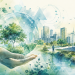 Illustration de l’IA de Transition reliant intelligence artificielle, données, écologie et développement durable